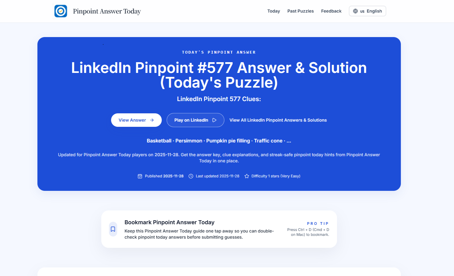 LinkedIn Pinpoint Answer Today - Product Image